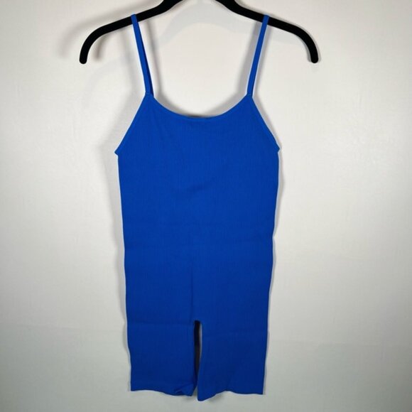 NWT ZARA‎ Ribbed Pull on Stretch Blue Romper Scoop Neck Sleeveless 1014/324 M-L - Picture 5 of 12